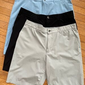 adidas Men's Flat Front Shorts - Light Blue, Black, and Gray